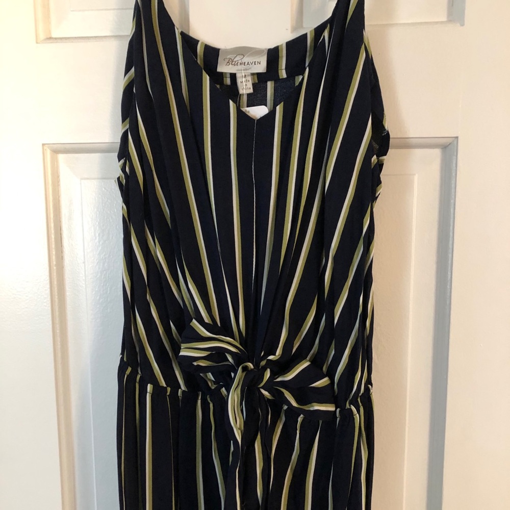 Navy and green stripe maxi dress